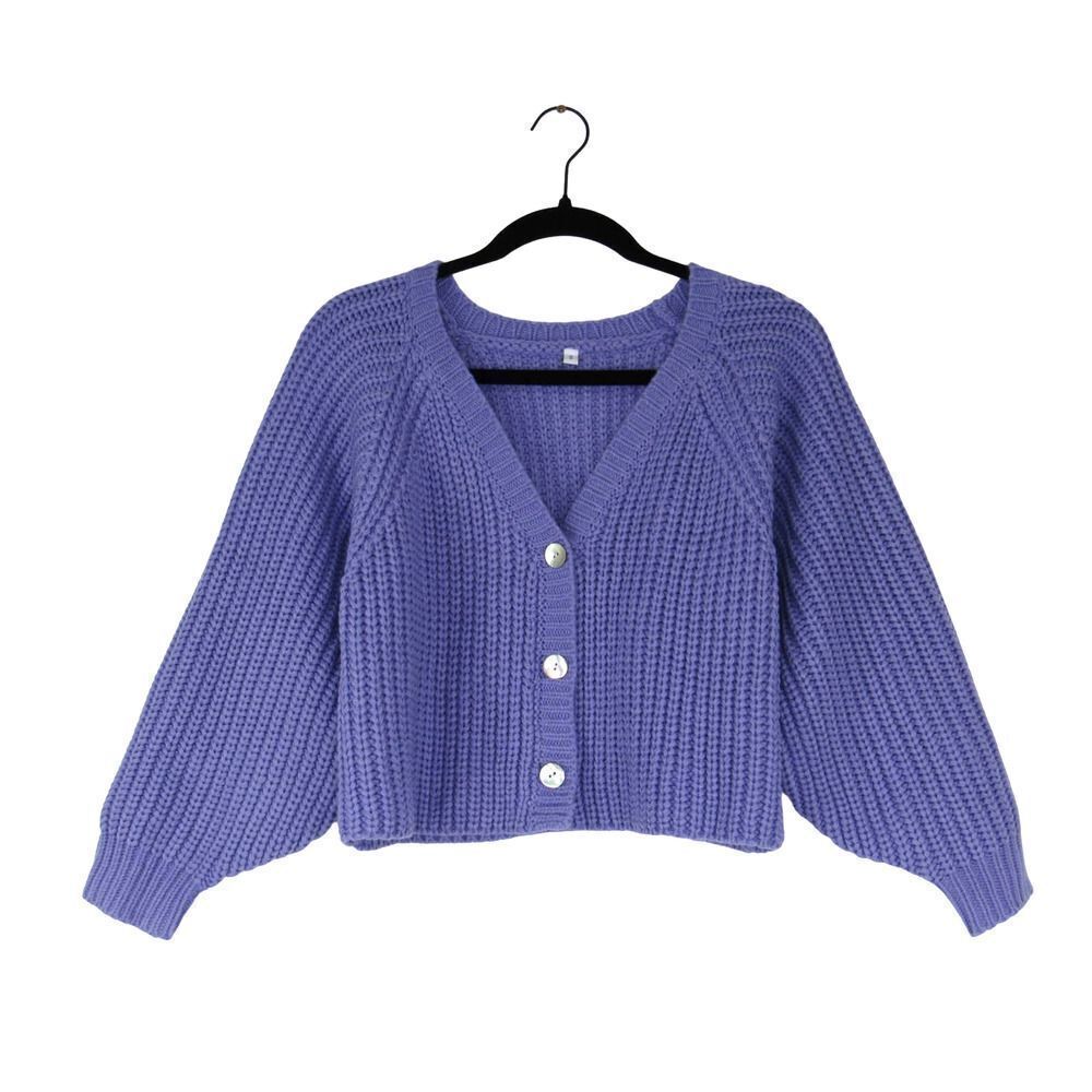 Knit Women's Waist Length Cardigan Sweater in Lilac Purple SZ S